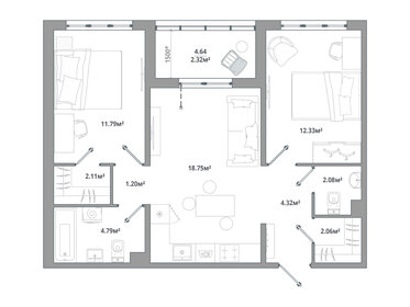 61,8 м², 2-комнатная квартира 10 065 250 ₽ - изображение 41