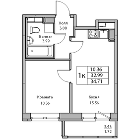 32,9 м², 1-комнатная квартира 6 567 744 ₽ - изображение 22