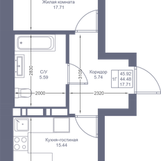 Квартира 45,9 м², 1-комнатная - изображение 2