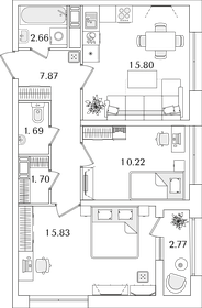 Квартира 57,2 м², 2-комнатная - изображение 1