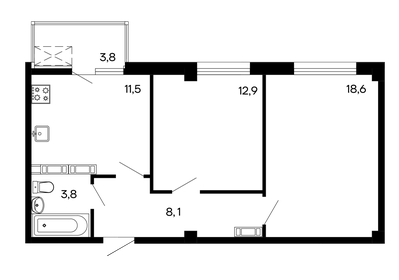 58,7 м², 2-комнатная квартира 8 570 200 ₽ - изображение 20