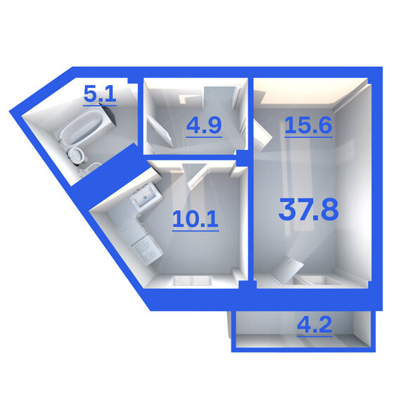 37,8 м², 1-комнатная квартира 3 099 600 ₽ - изображение 1