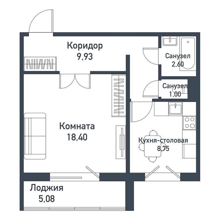 Варианты планировок ЖК Парковый Премиум - планировка 8