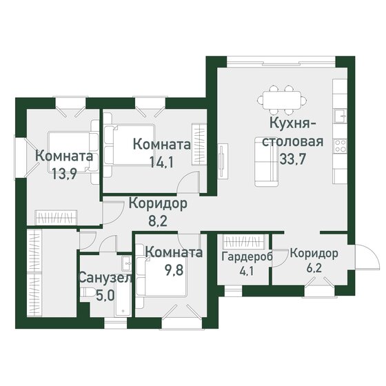 98,9 м², 3-комнатная квартира 12 857 000 ₽ - изображение 1
