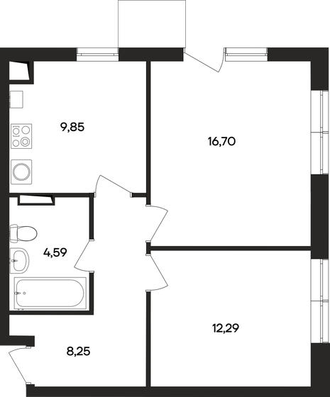 51,7 м², 2-комнатная квартира 9 044 000 ₽ - изображение 1
