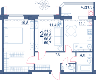 73,8 м², 2-комнатная квартира 7 000 000 ₽ - изображение 65