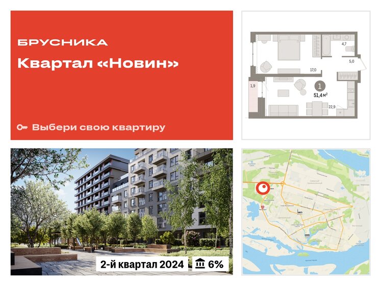 51,4 м², 1-комнатная квартира 8 950 000 ₽ - изображение 22