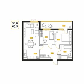 Квартира 60,3 м², студия - изображение 1