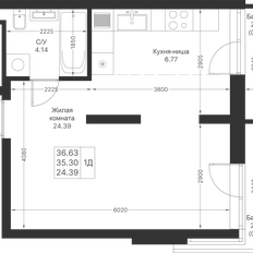 Квартира 36,6 м², 1-комнатная - изображение 2