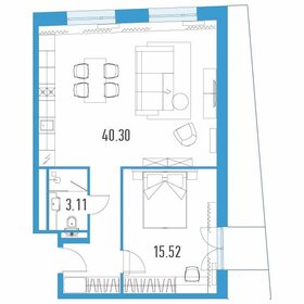 Квартира 58,9 м², 1-комнатные - изображение 1