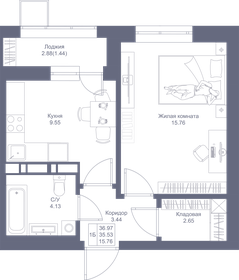 37 м², 1-комнатная квартира 8 909 770 ₽ - изображение 87