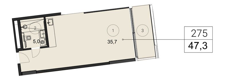 47,1 м², 1-комнатные апартаменты 75 360 000 ₽ - изображение 26