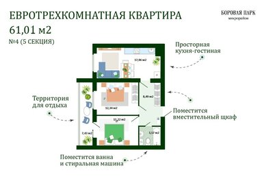 Квартира 61,1 м², 2-комнатная - изображение 1