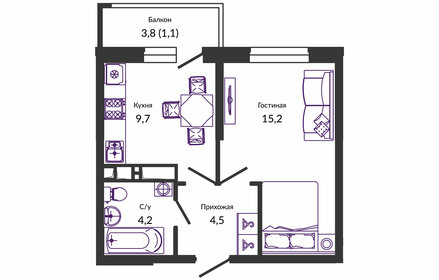 38,6 м², 1-комнатная квартира 5 800 000 ₽ - изображение 26