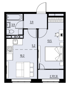 Квартира 38 м², 2-комнатная - изображение 1