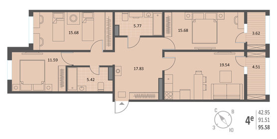 73 м², 3-комнатная квартира 14 500 000 ₽ - изображение 103