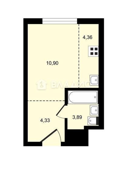 23,3 м², апартаменты-студия 6 800 000 ₽ - изображение 1