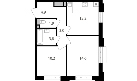 Квартира 50,6 м², 2-комнатная - изображение 1