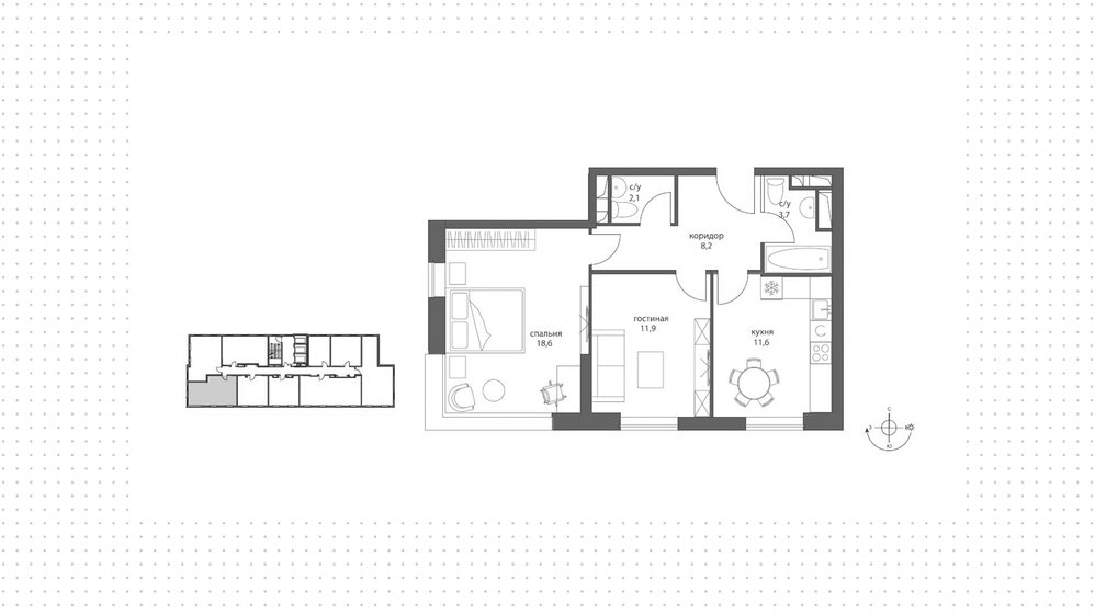 56,1 м², 2-комнатная квартира 23 300 000 ₽ - изображение 1