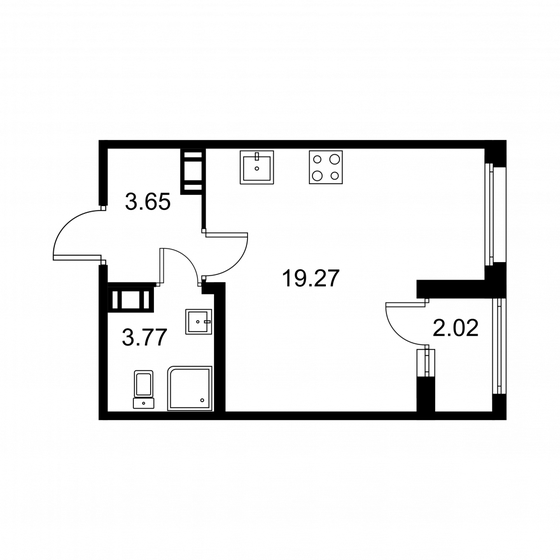 27,7 м², квартира-студия 4 598 200 ₽ - изображение 1