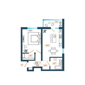 51,4 м², 1-комнатная квартира 5 146 000 ₽ - изображение 34