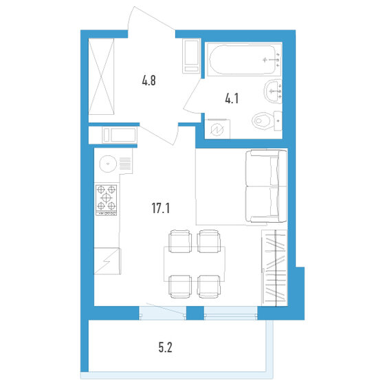 27,6 м², квартира-студия 4 830 000 ₽ - изображение 1