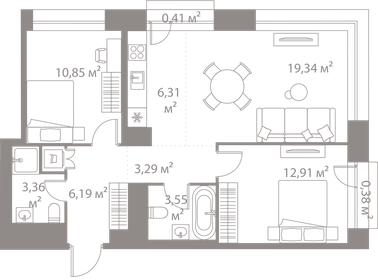 67,7 м², 3-комнатная квартира 28 000 000 ₽ - изображение 46