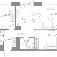 Квартира 66,6 м², 2-комнатная - изображение 2