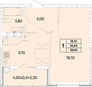 45 м², 2-комнатная квартира 4 050 000 ₽ - изображение 130