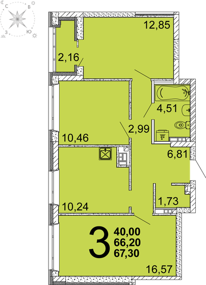 66,7 м², 3-комнатная квартира 8 999 999 ₽ - изображение 106