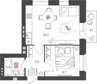 32,2 м², 1-комнатная квартира 3 800 000 ₽ - изображение 125