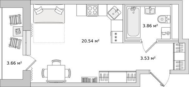 Квартира 27,9 м², студия - изображение 1