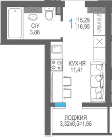 17,5 м², квартира-студия 6 025 950 ₽ - изображение 3