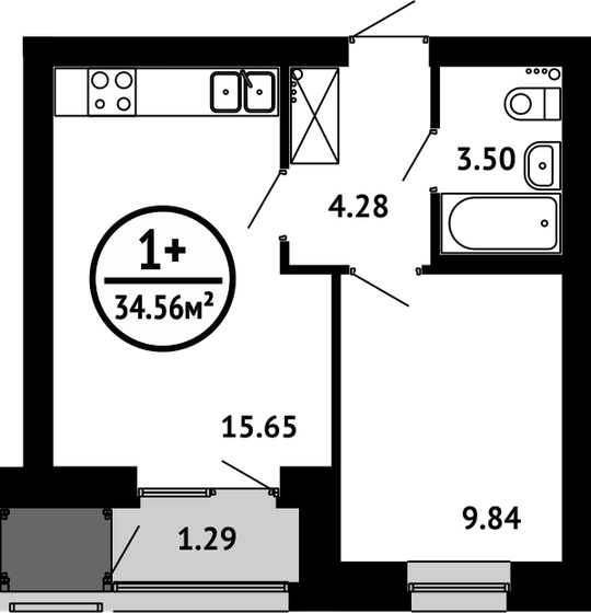 34,6 м², 1-комнатная квартира 5 253 120 ₽ - изображение 1