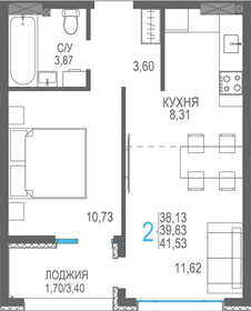 39,9 м², 2-комнатная квартира 7 573 400 ₽ - изображение 69