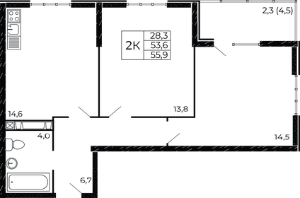 56 м², 2-комнатная квартира 7 300 000 ₽ - изображение 43