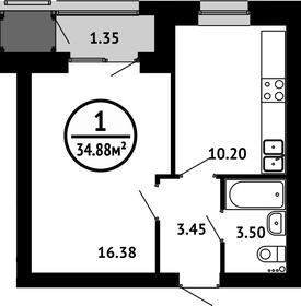 34,8 м², 1-комнатная квартира 4 937 340 ₽ - изображение 27