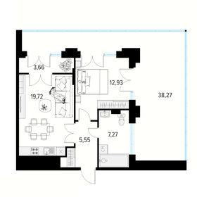 Квартира 85,6 м², 1-комнатная - изображение 1