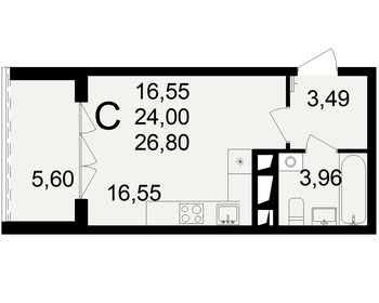 25 м², квартира-студия 3 400 000 ₽ - изображение 49