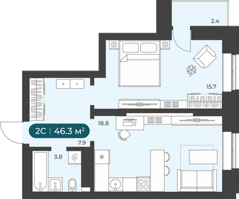 43 м², 1-комнатная квартира 4 100 000 ₽ - изображение 76