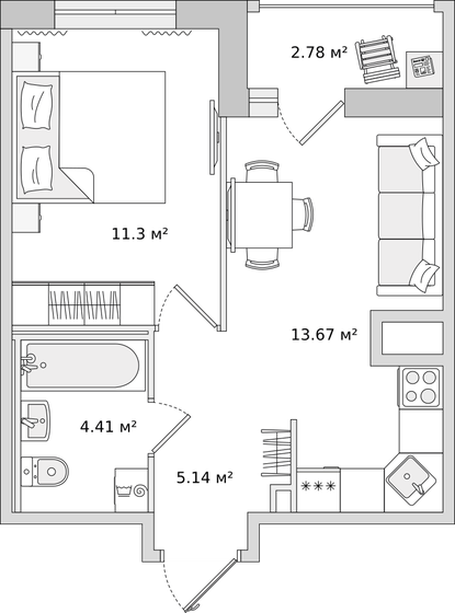 36,4 м², 1-комнатная квартира 5 497 453 ₽ - изображение 15