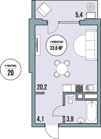 37,4 м², апартаменты-студия 6 787 200 ₽ - изображение 21