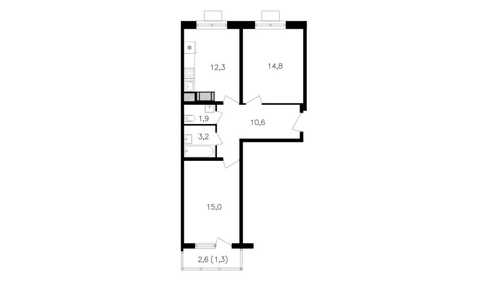 59,1 м², 2-комнатная квартира 21 985 200 ₽ - изображение 1