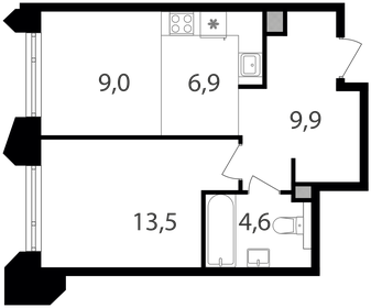 Квартира 43,9 м², 1-комнатная - изображение 1