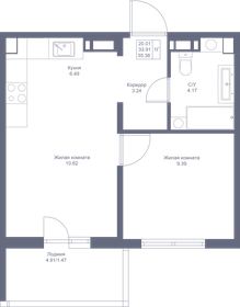 35,1 м², 1-комнатная квартира 4 960 000 ₽ - изображение 73