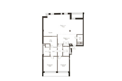 Квартира 179 м², 3-комнатные - изображение 2