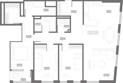 113,3 м², 3-комнатная квартира 26 056 700 ₽ - изображение 1