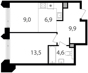 Квартира 43,9 м², 1-комнатная - изображение 1