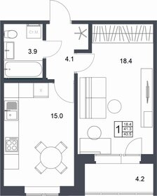 43,5 м², 1-комнатная квартира 4 467 450 ₽ - изображение 25