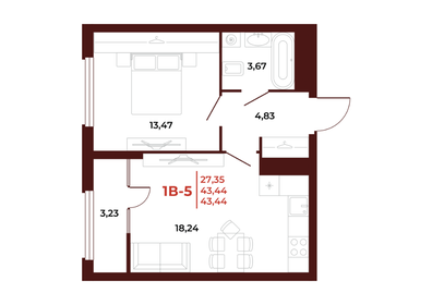 43,7 м², 1-комнатная квартира 4 700 000 ₽ - изображение 17